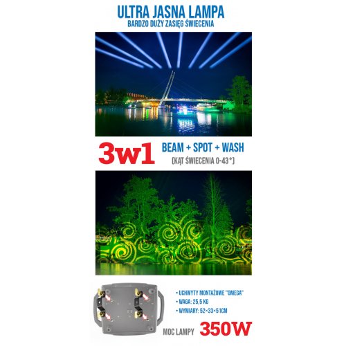FLASH ZESTAW 2x LED GŁOWA RUCHOMA 17R 350W 3w1 + Case